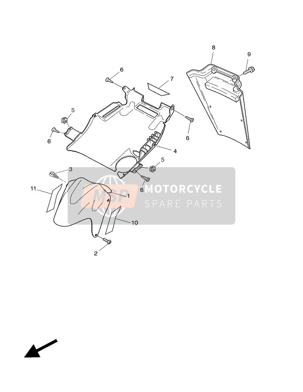 5PEF1556004B, Spatbord Voorkant 2 Smx, Yamaha, 1